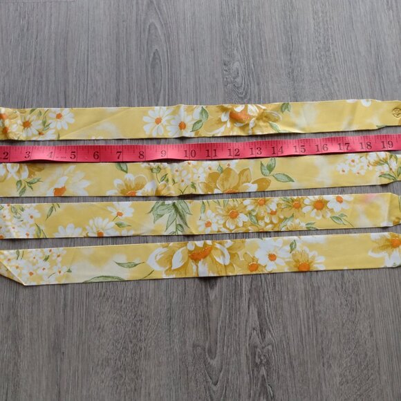 Vintage Vinyl Window Curtains Yellow Floral Set of 4 Panels Tiebacks 33" x 46.5" - Picture 10 of 11